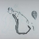  Drawing for silkscreen print - Pattern for Birth Tear/Tear - Babies, cord, fetus plate
