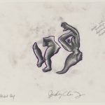 Print Archive Judy Chicago - Study 1 fo His Breath was like som legendary bull - Flesh Red Shaded Drawing